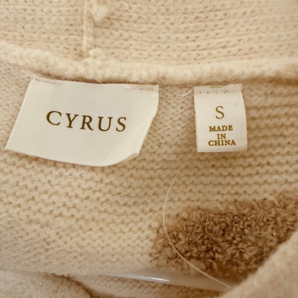 Cyrus Button Front Cream and Camel Cardigan Sweater size S - Picture 10 of 12